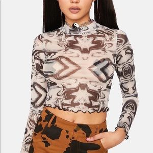 Pretty Garbage:
Swirl Mesh Mock Neck Top